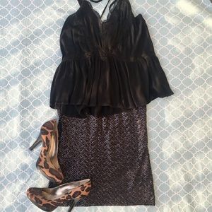 CAbi Black Sequin Skirt